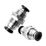 Beduan Pneumatic Plastic Bulkhead Union Fitting 10mm Tube OD x 10mm Tube OD Push to Connect Air Fitting (Pack of 2)