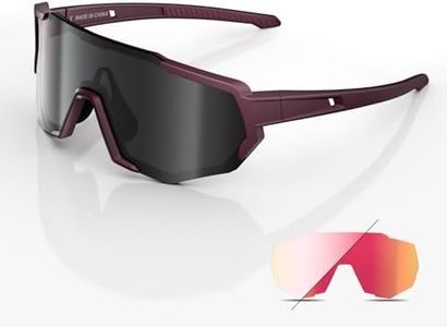 Snowledge Sport Performance Cycling Glasses for Men Women With TAC Polarised Black Lens + PC Photochromic Red Lens (2 Lenses)