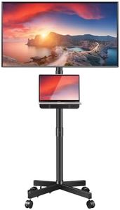 La Jaco Mobile TV Stand for 23-60 Inch LCD LED Flat Curved Panel Screens TVs, Rolling Floor TV Cart with Laptop Shelf, Height Adjustable Portable TV Stand with Wheel Up to 55lbs Max VESA 400x400mm