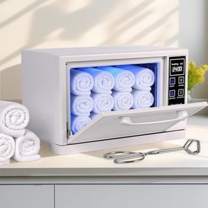 HomdMarket 5.5L Hot Towel Warmer Cabinet 4-in-1 Towel Heater UV Steriliser Mini Electric Equipment with Clip for Facials, Hair Beauty, Massage, Salon Equipment and Home(White)