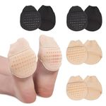 4 Pairs Toe Protectors for Women,Women's Toe Topper Socks Ball of Foot Cushion Socks Half Forefoot Socks Non-Slip Reusable Forefoot Protectors Pad Fit Any Shoe (Black & Skin)