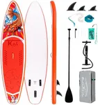 FEATH-R-LITE Inflatable Paddle Board Stand Up Paddleboards for Adults SUP with Complete Premium Accessories Pump, Adjustable Paddle, Leash, Three Fins, Waterproof Phone Bag, Repair Kit, Backpack