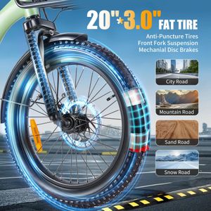 TWOFISH 20" Fat Tire Folding E-Bike – Blue Electric Bicycle