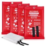 Kitchen Fire Blanket Emergency for Home - Mondoshop TUV Kitemarked Fire Resistant Blanket for Car, Office, Warehouse, Fireplace, Camping, Picnic, Campervan, House, Commercial, Household (4-Pack)