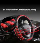 Carbon Fiber Steering Wheel Cover, Black with Red Accents, Airflow Design, Fits Cars, SUVs, Vans, Trucks