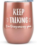 KLUBI Keep Talking I'm Diagnosing You Tumbler Psychology Gifts - SLP Gifts Speech Pathologist Gifts Best Gifts for Therapist Gifts for Counselors SLP Wine Tumbler 12oz Mental Health Gifts for Women