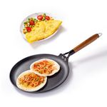 Wonderchef Pre-Seasoned Ferro Light 28cm Dosa Tawa | 4MM | Acacia Wooden Handles | Gravity Moulding Technology | No Chemical Coating |10 Year Warranty