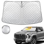 Rilsen Windshield Sun Shade for Toyota Tundra 2022-2024 Thicken 4-Layer Foldable Front Window Sunshade Cover Sun Visor Protector Block UV Rays