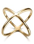 Wistic Stainless Steel Ring Gold Plated Women Criss Cross Ring, Size 7-10