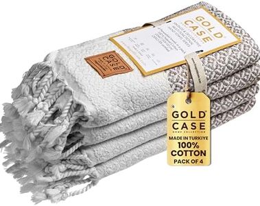 Gold CASE Turkish Hand Towels for Bathroom Set of 4 – 20 x 40'' – 100% Cotton Bathroom Towels – Aphrodite Kitchen Small Towel for Spa, Face, Tea & Dishcloth – Decorative Patterned Weave – Brown