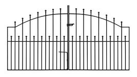 Manor Arched Ball Top Driveway Gates 2134mm (7ft) GAP x 1220mm High wrought iron dual swing metal gate MAZP10