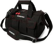 WORKPRO 14-inch Tool Bag, Multi-pocket Tool Organizer with Adjustable Shoulder Strap, W081021A, black