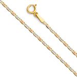 14k Tri Color Gold SOLID 1.5mm Valentino Diamond Cut Chain Necklace with Spring Ring Clasp - 18"