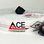 FM Approved 75' x 1-1/2" Attack Fire Hose, Solid Brass Coupling TPU Lightweight for occupant use Folded