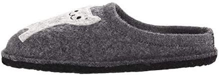 HAFLINGER Women's Lizzy Grey Wool Slippers, 39 EU (7.5-8 US)