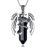 XIANNVXI Dragon Necklace for Men,Men's Necklaces Black Obsidian Crystal Necklaces,Pendant Necklace Men,Mens Jewellery,Dragon Gifts for Daddy,Presents for Dad