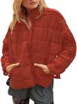 Muchpow Women's Lightweight Down Coat Long Sleeve Full Zipper Oversized Packable Short Puffer Jackets(Brick Red,X-Large)