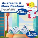 Happy Australia and New Zealand 30 Days Unlimited Data Travel Sim Card | 15GB of 4G LTE High-Speed Data Then 128kbps | Easy Activation | No Need Registration