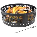 Sunnydaze Four-Star 36-Inch Round Heavy-Duty 0.91mm Thick Steel Fire Ring - for Camping or Backyard