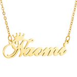 RWQIAN Gold Plated Personalized Name Necklace with Dainty Pendant Initial Monogram Necklace Stainless Steel Chain Jewelry for Women & Teen Princess Ella Girlfriend Customized