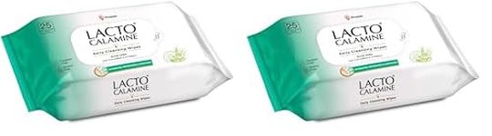 Lacto Calamine Daily Cleansing Facial Wipes | 25 Wipes | Wet Wipes for Face with Aloe Vera, Cucumber & Vitamin E | Makeup Remover Wipes | Hydrating, Refreshing, Soothing | Paraben & Alcohol Free