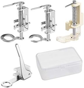 TANCUDER 4 PCS Prensatelas de Máquina de Costura para Bordar y Caja de Almacenamiento Prensatelas para Bordar de Metal Pie para Aacolchar Prensatelas Abierto para Singer Brother Janome Kenmore