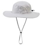 Decentron Men’s Outdoor UV Protection Fishing Hat Mesh Boonie Sun Hat Summer Wide Brim Safari Cap Light Grey