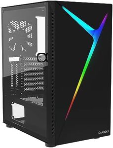 GAMDIAS ATX Mid Tower Gaming Computer PC Case with Tempered Glass Swing Door, 1x 120mm ARGB Fan & Front Panel Sync with Motherboards, Vertical PCIE Slots for Your Graphic Cards (VGA/GPU)