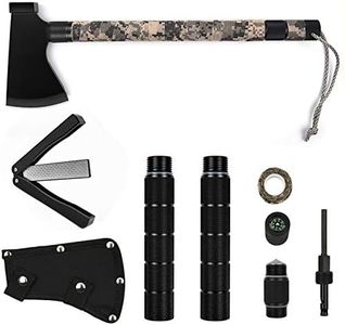 Yeacool Camping Hatchet, Survival Axe, with Sharpener, Sheath, Tactical Axe Multitool, for Camping, Hiking, Survival, Hunting and Emergency