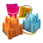 Top Race Sand Castle Beach Bucket Toy Set Sandcastle Mould, Pack of 4 Colourful Stackable, 8 Inch Pails for Childlren Kids 2 3 5 6 7 9 10 Year olds