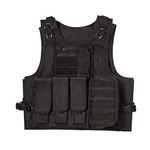 Jipemtra Tactical MOLLE Airsoft Vest Adjustable Paintball Combat Training Vest Detachable (Black)