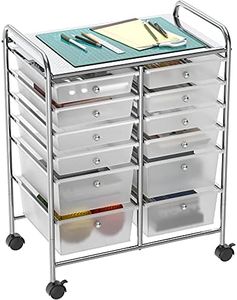 SimpleHouseware 12-Drawers Rolling Storage Cart, Clear