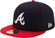 New Era MLB 59FIFTY 2-Tone Authentic Collection Fitted On Field Game Cap Hat, Atlanta Braves, 7 1/4