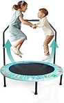 Kids Trampoline with Foldable Bungee Rebounder Adjustable Handrail and Safety Padded Cover Mini Trampoline for Indoor&Outdoor(Green 36Inch Adjustable Handrail)