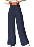 Aleumdr Womens Wide Leg Jogger Pants Drawstring Casual Loose Yoga Pants Comfy Lounge Joggers Baggy Sweatpants Pockets Blue X-Large