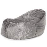 icon Kenai Faux Fur Dream Lounger Bean Bag - Arctic Wolf Grey, Extra Large,105cm x 51cm, Giant Luxurious Furry Living Room Bean Bags for Adults