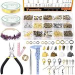 Tanstic 1467Pcs Jewelry Making Supplies Kit, Jewelry Making Kit with Jewelry Pliers, Jump Rings, Copper Wires, Jewelry Findings Supplies, Tweezer, Caliper, Jump Ring Opener for Jewelry Repair