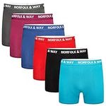 Norfolk and Way Mens Novelty Boxer Trunks - 6 Pack - Jacquard Waistband - 95% Cotton, 5% Elastane - S M L XL 2XL (Large)