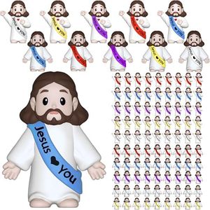 VINETEN 100 Pack Little Jesus Figures – Multicolor “Jesus Loves You” Mini Statues for Easter Egg Stuffers, Christmas Party Favors and Religious Celebrations (Rainbow Color)