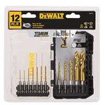 DEWALT Drill Bit Set, Titanium Impact Ready, Ideal for Metal, Wood, and Plastic, 12 Piece (DD5152)