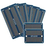 EPLZON Plated PCB Solder-able Breadboard for Electronics Projects Compatible with Arduino Soldering Projects 2.05"x3.5" (5 Pack + 2 Mini Board, blue)