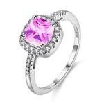 Uloveido Lab Pink Tourmaline Ring, October Birthstone Ring for Mothers, Square Graduation Ring for Girlfriend (Pink, Size 6) Y3100