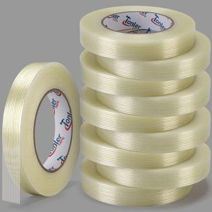 TONLER TAPE Strapping Tape, 0.75 Inch x 60 Yards Per Roll, Pack of 10, Heavy Duty Fiberglass Reinforced Filament Tape, Super Sticky Industrial Shipping Packing Tape for Box Sealing, Cargo Bundling