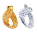 200 Meters Gold Silver Twine String Thread Jewelry Thread Bauble String Gold Metallic String Metallic Elastic Cords Tinsel String Craft Making Cord For Braids Christmas Paking Gift Wrapping Hanging