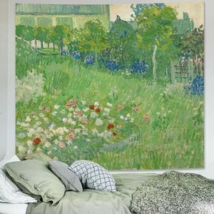 Avinyl Green Van Gogh Artwork Tapestry Spring Garden Floral Wall Art Tapestry for Bedroom Aesthetic, Plant Oil Painting Vintage Nature Wall Hanging for Living Room Dorm Decor 51in x 60in