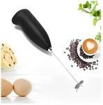 POCKET COMFORT Mini Coffee Milk Egg Beater Electric Foam Hand Blender Mixer Classic Sleek Design Froth Whisker Latte Maker for Milk,Coffee, Beater,Cafe Latte,Cappuccino (Black)