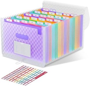 ThinkTex Accordian File Organizer, 26 Pockets Expanding File Folders, Monthly Bill Receipt Documents Organizer, A-Z Colorful Tabs, Letter/A4 Size - Purple