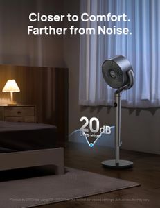 DREO Standing Fan 20dB – 120° Omni-Directional, Remote, 8 Speeds, 35-40" Adjustable