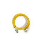 EZ-Fluid 36" Yellow Epoxy Coated 3/4"MIP x 3/4"FIP (1"OD) High Flow,Hight Btu Full Port Gas Flex Line,Flexible Gas Connector Hose Supply For Commercial,Residential Tankless Water Heater(1