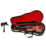 Samfox Violin Miniature- Wooden Mini Violin Model Simulation Violin Musical Instrument Model with Bow for Home Office Decor